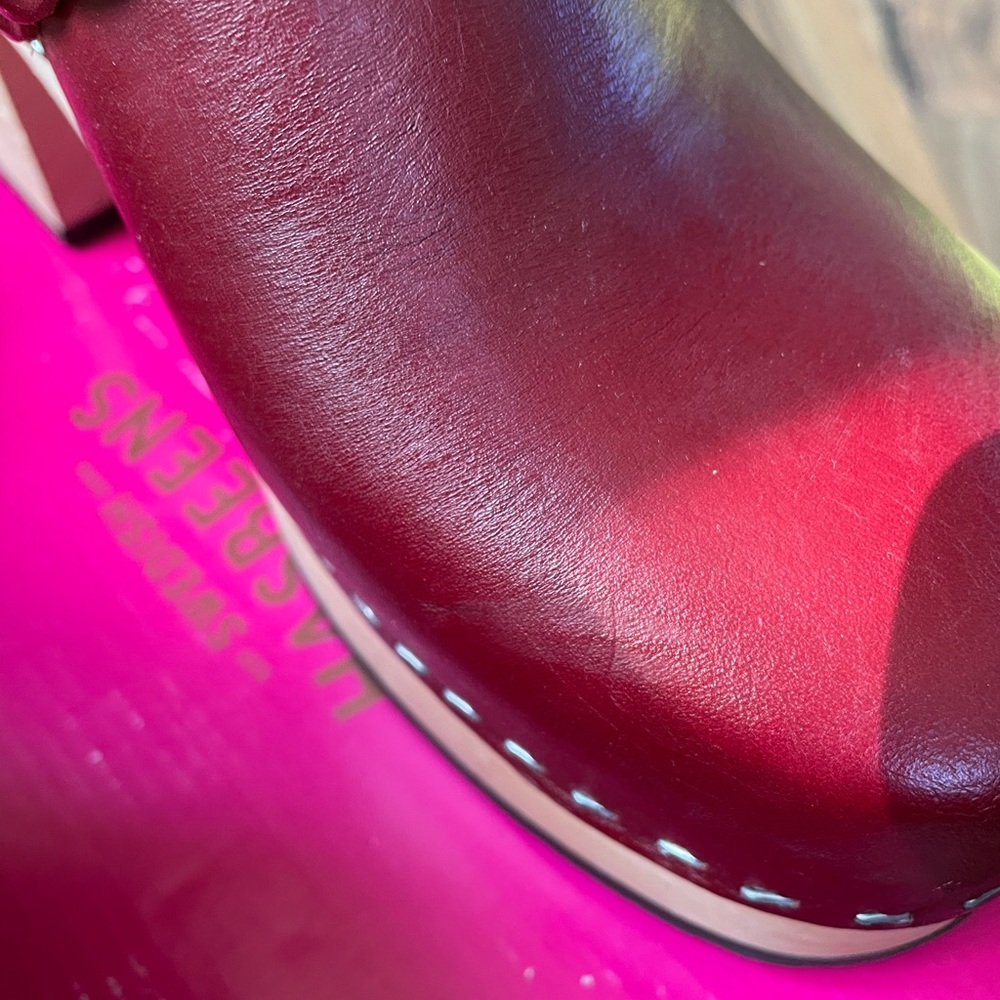 Red Leather Clogs - Picture 4 of 5
